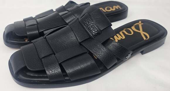 Sam Edelman Shoes - Sam Edelman Women's Dina Leather Fisherman Black Slip On Mules Sandal Size 10